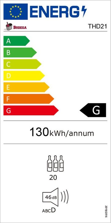 Energy Label Kibernetik FSP wine refrigerator 18 - 21 bottles 2 zones