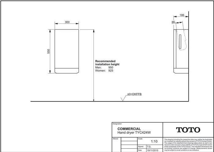 Image du produit TOTO Sèche-mains PUBLIC version apparente blanc