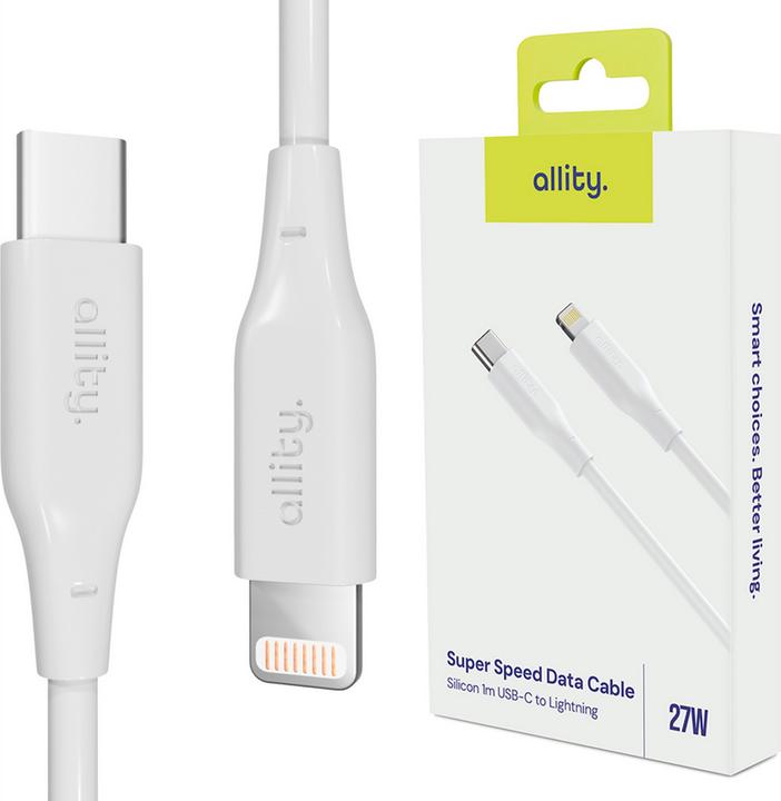 Produktbild Allity cable AUC-02 USB-C - Lightning 2.0 m 27W white (2 m, USB 2.0, 27 W)
