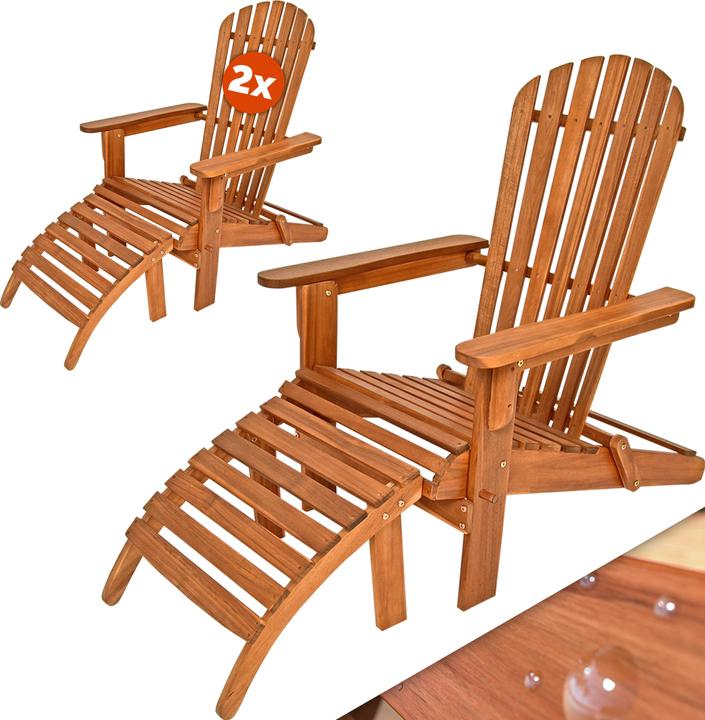 Actual product image Casaria Adirondack sun lounger set of 2 with footrest