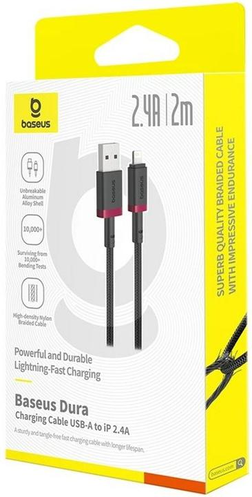 Produktbild Baseus Dura Schnellladekabel Typ A zu IP 2.4A 2 m Schwarz Rot (2 m)
