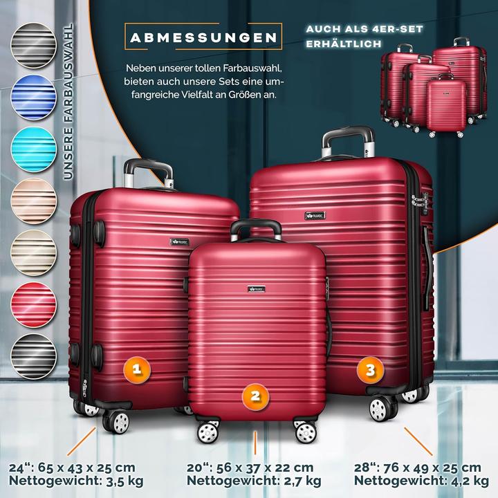 Image du produit Tillvex 3-teilige Reisekoffer-Set mit Kofferwaage & Anhänger
