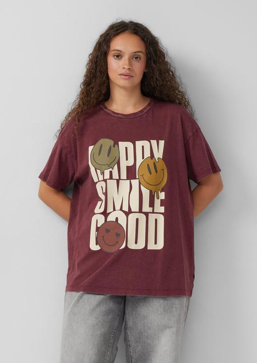 Produktbild S.Oliver T-Shirt Baumwollshirt mit Frontprint und überschnittener Schulter (52)