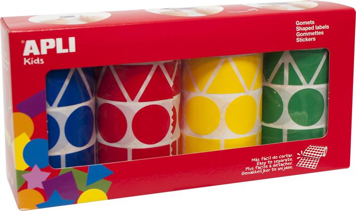 Apli Aufkleber Gomets Gelb Blau Rot grün Rolle Geometrische Formen (4 Stücke)