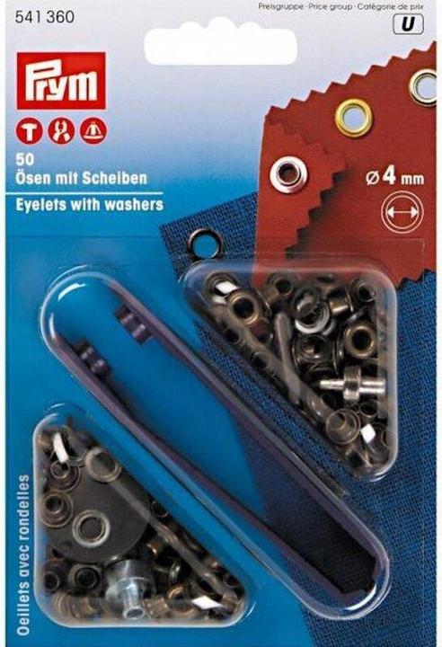 Produktbild Prym Ösen + Scheiben, altmessing 4 mm, Karte 50 Stk.