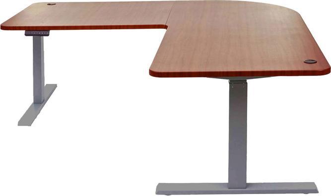 Produktbild Swisshandel24 Eck-Schreibtisch, Computertisch, elektrisch höhenverstellbar 178x178cm 84kg natur, anthrazit-grau (178 x 178 cm)