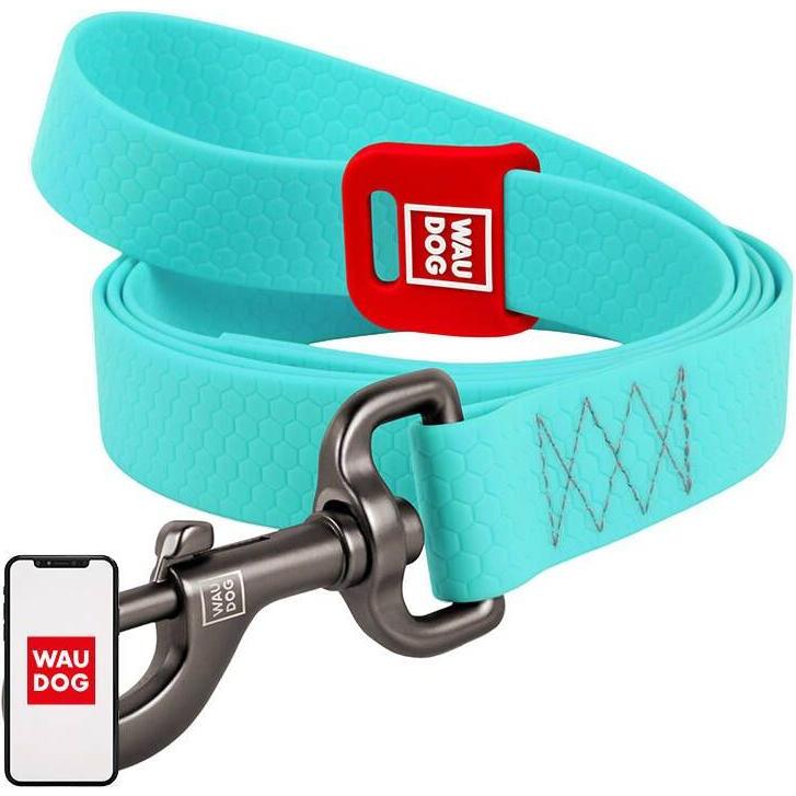 Waudog waterproof light accumulating dog leash 25mm wide, 183 cm long blue (25, Hund, Hundesport), Halsband + Leine