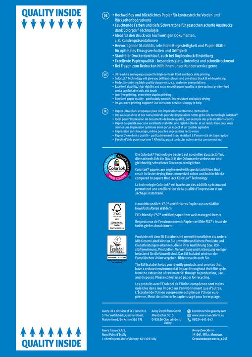 Produktbild Avery Inkjet-Papier (100 g/m², 500 x, A4)