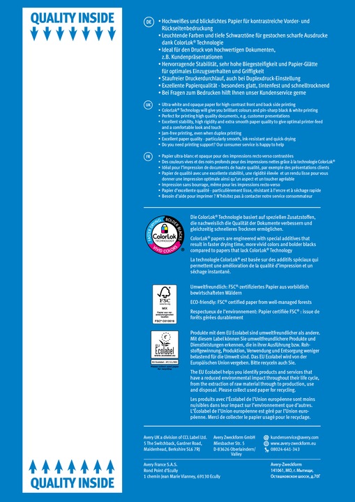Produktbild Avery Inkjet-Papier (100 g/m², 500 x, A4)