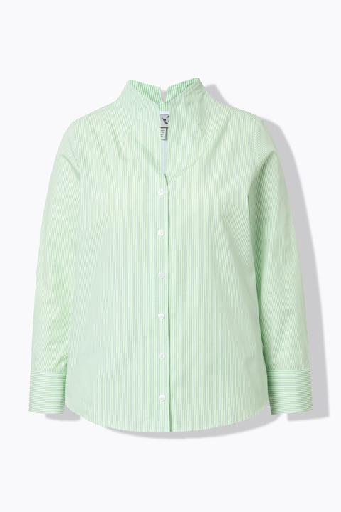 Immagine prodotto Ulla Popken Blusa a righe con scollo montante e maniche lunghe (60)