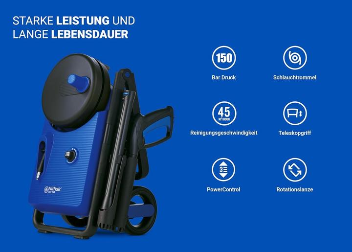 Image du produit Nilfisk Core 150-10 PowerControl EU Nettoyeur haute pression vertical électrique 468 l/h 2000 W bleu (Fonctionnement sur secteur)