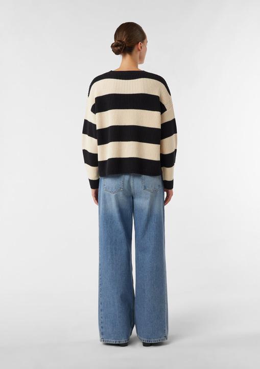 Produktbild Comma Strickpullover Ringelpullover aus Grobstrick mit dezenten Pailletten (XL)