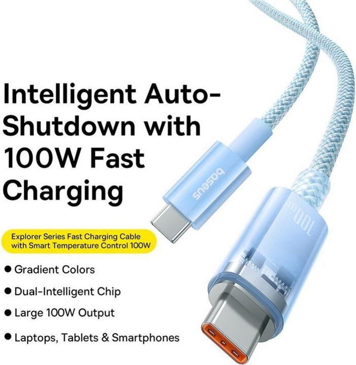 Produktbild Baseus Cable cabel Type C to Type C PD 6A 100W Explorer P10319703311-01 / CB000043 2 m blue (2 m, 100 W)