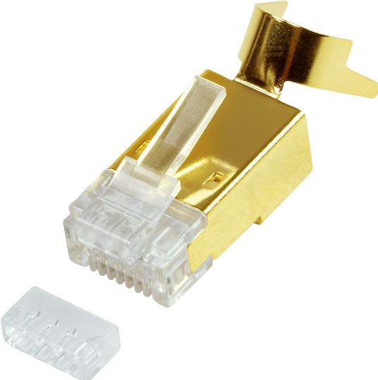 Actual product image LogiLink RJ45 connector, Cat.6A/Cat.7/Kat.7A/Kat.8.1 shielded, gold-plated brass housing, gold-plated co (Network cable plug)