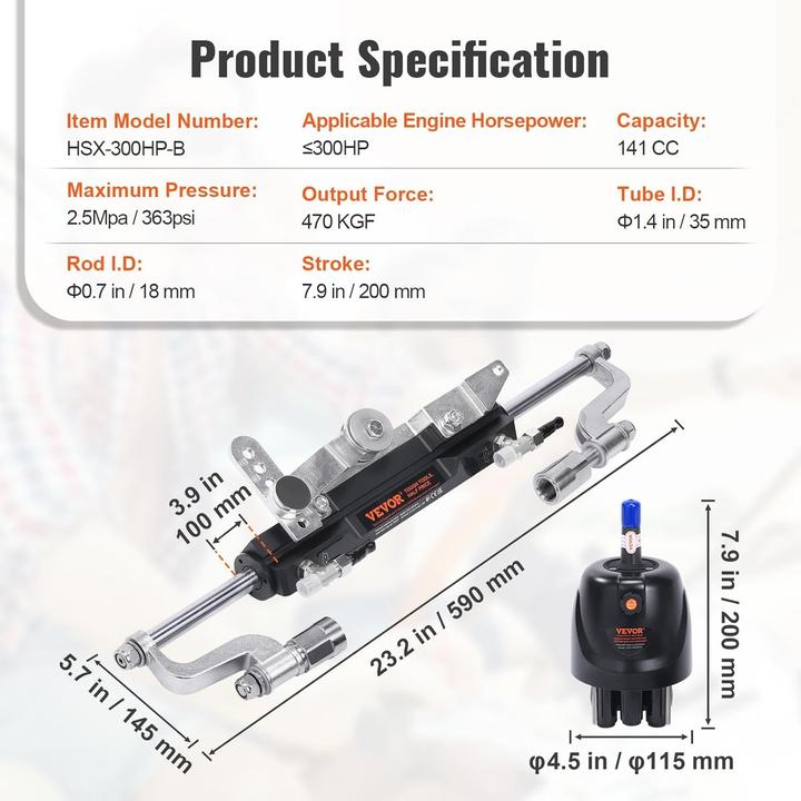 Actual product image Vevor Hydraulic Outboard Steering System