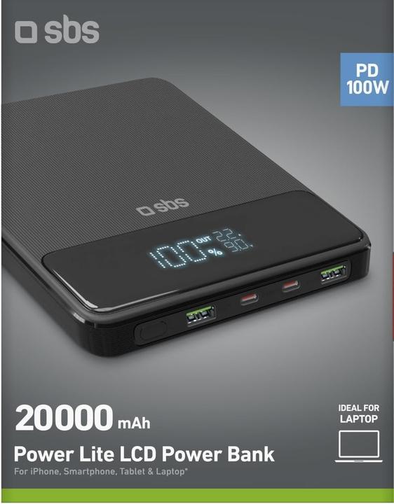Immagine prodotto SBS Powerbank Laptop Slim (20000 mAh, 100 W, 74 Wh)