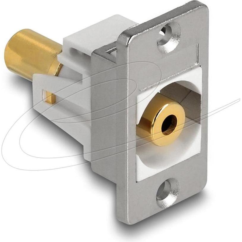 Delock Panel Mount Klinkenbuchse 3,5mm 3 Pin zu Klinkenbuchse 3,5mm 3 Pin vergoldet silber / weiss, Accessori per armadio rack, Bianco, Argento