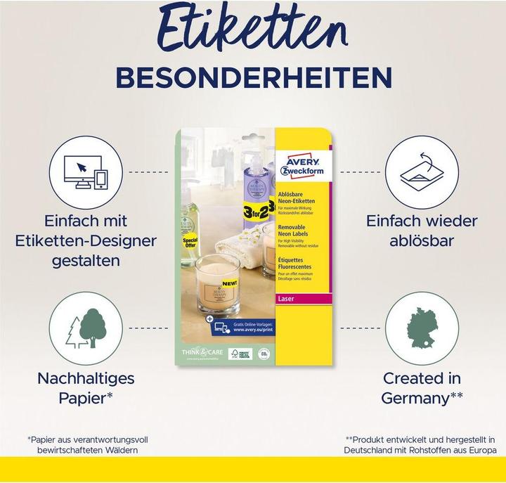 Produktbild Avery Etiketten in Sonderfarben