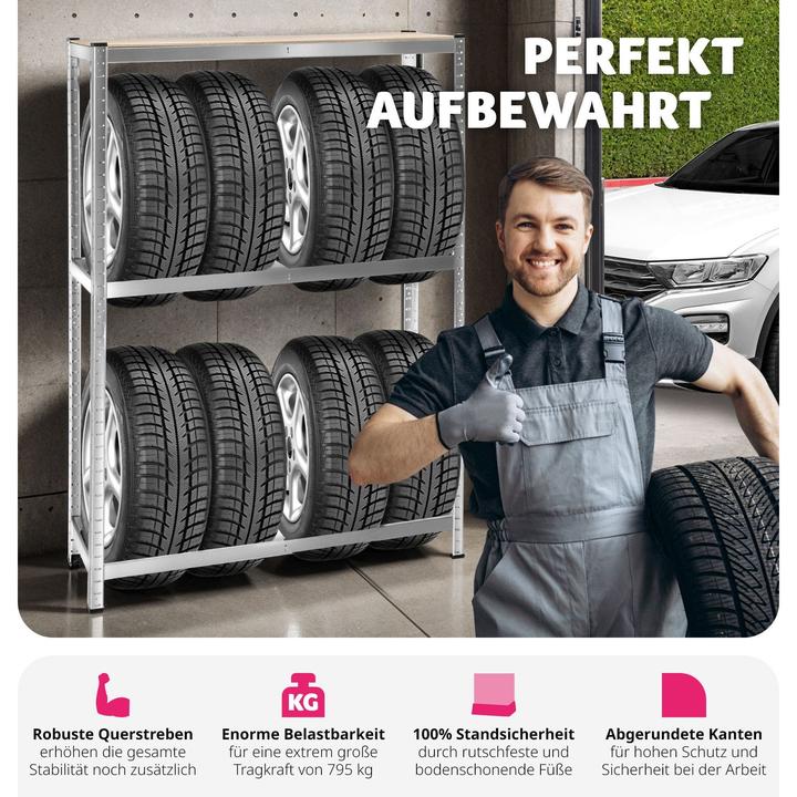 Actual product image tectake Tyre rack for up to 8 tyres