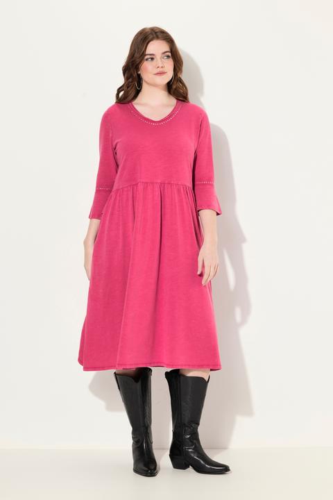 Actual product image Ulla Popken Rhinestone Detail 3/4 Sleeve Jersey Dress (50, 52)