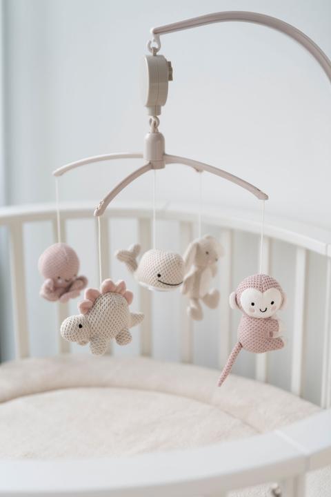 Actual product image Baby's only Music mobile, animals - Pink/ Warm Linen