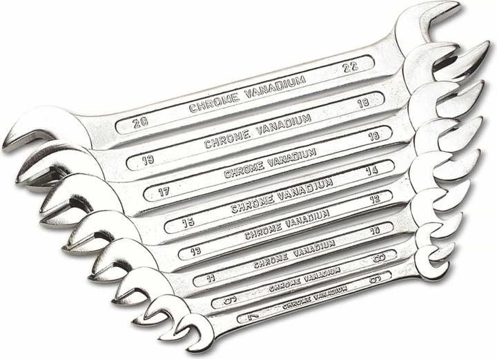 Produktbild Mannesmann Gabelschlüsselsatz, 8-tlg., 6-22 mm (22 mm, 14 mm, 21 mm, 18 mm, 11 mm, 19 mm, 17 mm, 20 mm, 15 mm, 8 mm, 10  mm, 13 mm, 6 mm, 9 mm, 16 mm, 7 mm, 12 mm)