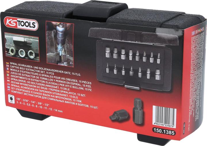 Actual product image KS Tools Spiral screw and bolt extractor set, 15 pcs.