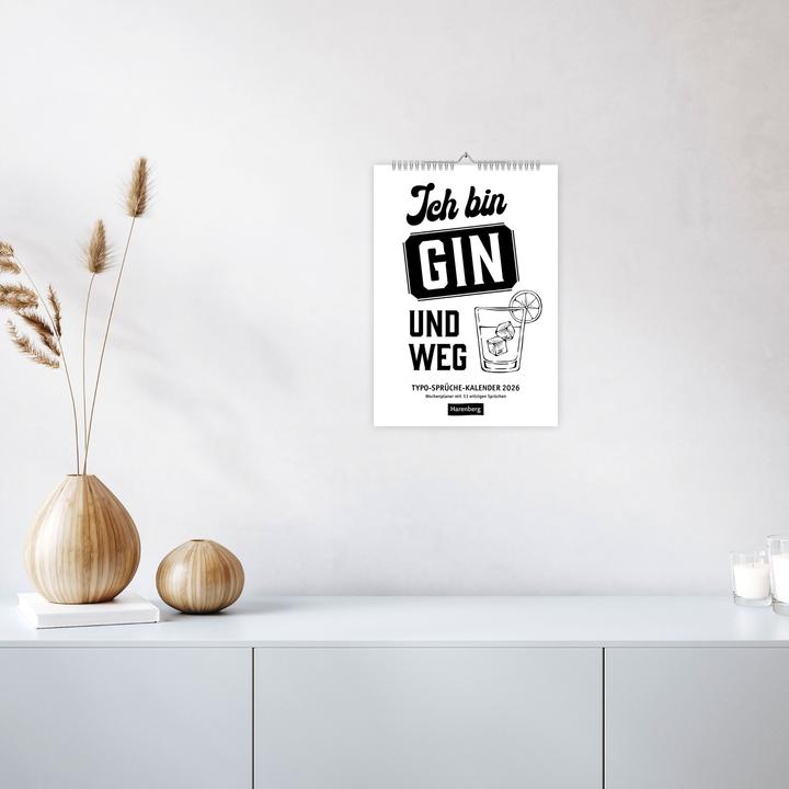 Produktbild Harenberg Typo-Sprüche-Kalender s/w Wochenplaner 2026 - mit 53 witzigen Sprüchen (25 x 35.5 cm)