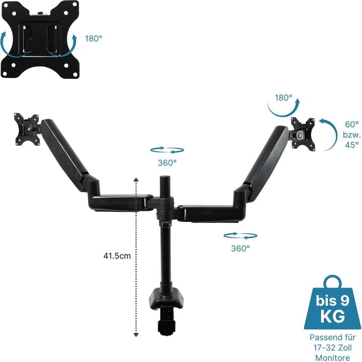 Actual product image Hermex Monitor arm 2 monitors (Table, 32")