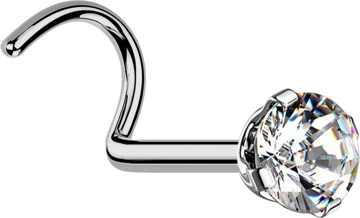 Produktbild Star Piercing Nasenstecker gebogen silber runder Kristall silber gefasst (Titan G23)