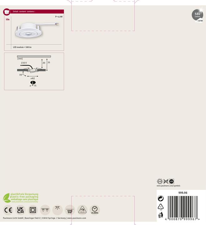 Produktbild Paulmann Einbauleuchten (580 lm)