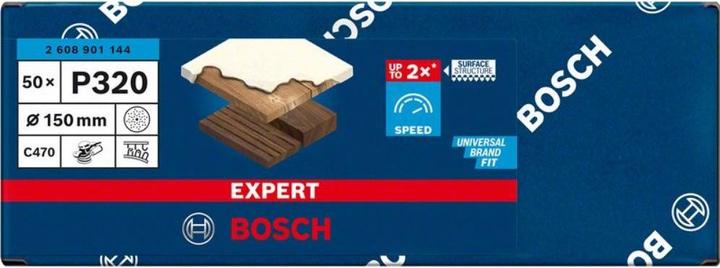 Actual product image Bosch Professional Zubehör Expert C470 Sandpaper multi-hole for random orbital sander, 150 mm, G 320, 50 pcs. (320)
