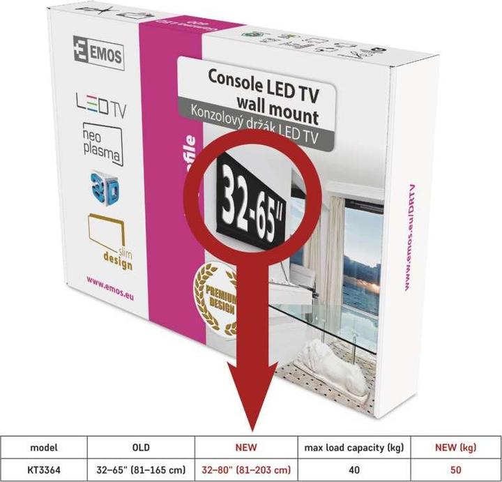 Actual product image Emos KT3364 (Wall, 80", 40 kg)