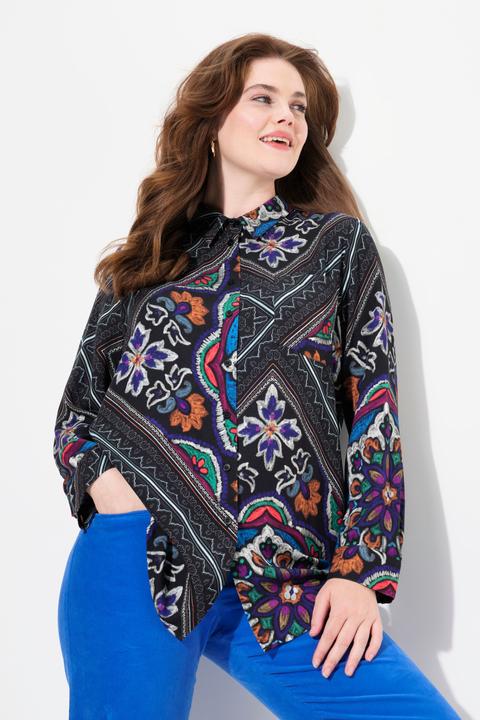 Produktbild Ulla Popken Hemdbluse, Mustermix, Hemdkragen, Langarm (62)