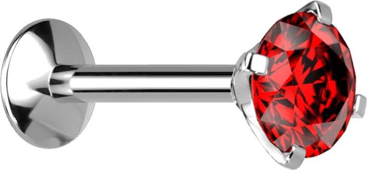 Actual product image Star Piercing Micro internal thread labret UFO silver with crystal red set (without brass, Titanium)