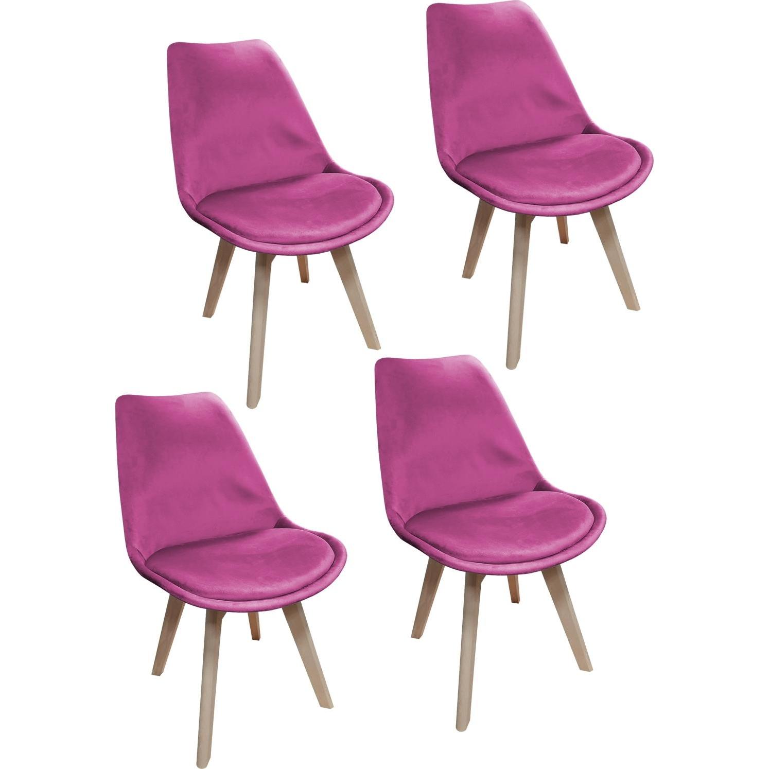 Thumbnail - HTI-Living, Stühle, Esszimmerstuhl Samt 4er Set Atlanta Pink