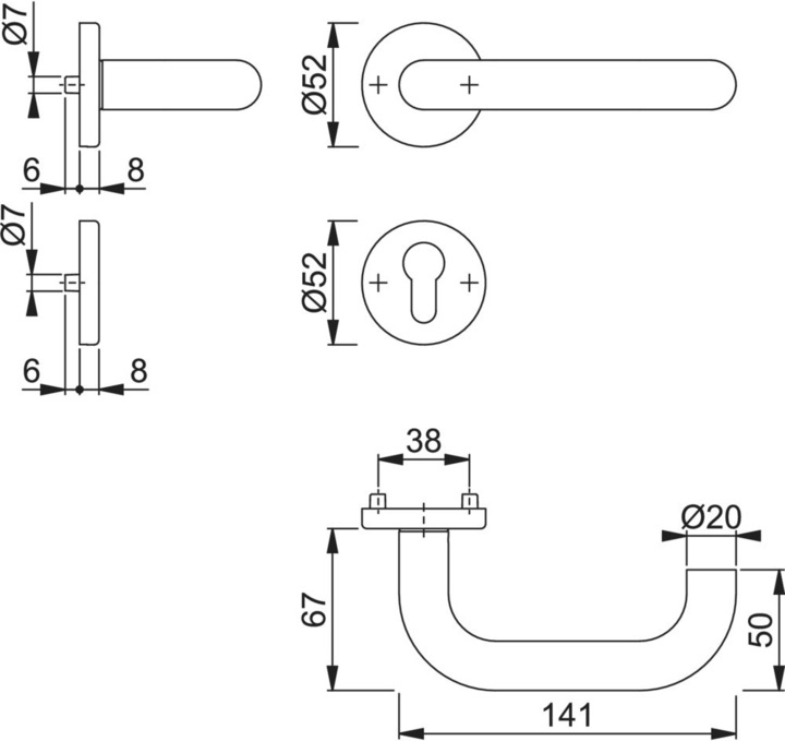Actual product image Hoppe Handle sets E138Z/E42KV/E42KVS Paris (Door set)