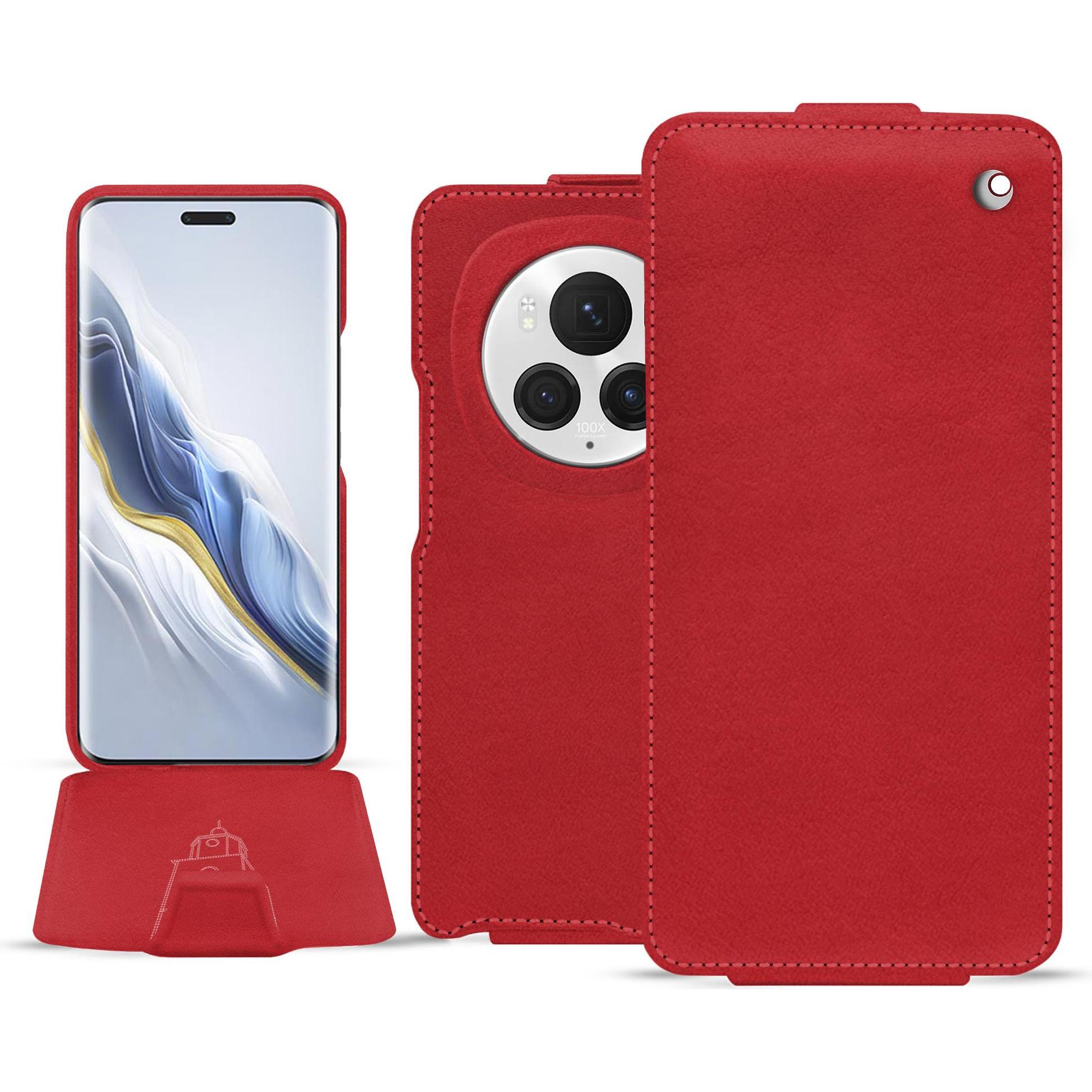 Noreve Lederschutzhülle vertikal (Honor Magic6 Pro), Smartphone Hülle, Rot