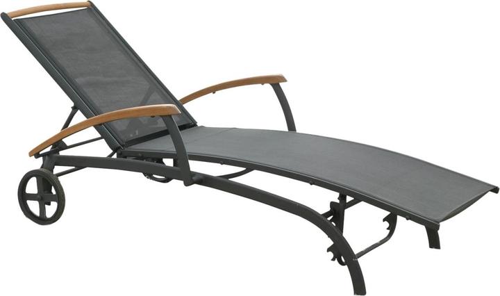 Produktbild Brafab Andy Gartenliege mit Armlehnen Aluminium/Textilene/Teak (188 cm)