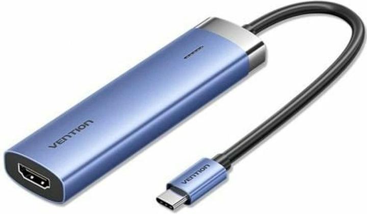 Vention USB-C to HDMI/USB 3.0 x 3/PD Docking Station 0.15M Blue Aluminum Alloy Type (USB-C, 5 ports)