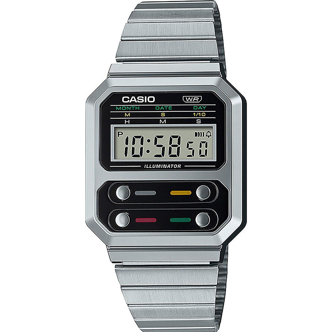 Casio, Orologio da polso, Vintage, Argento, (Orologio digitale, 33 mm)