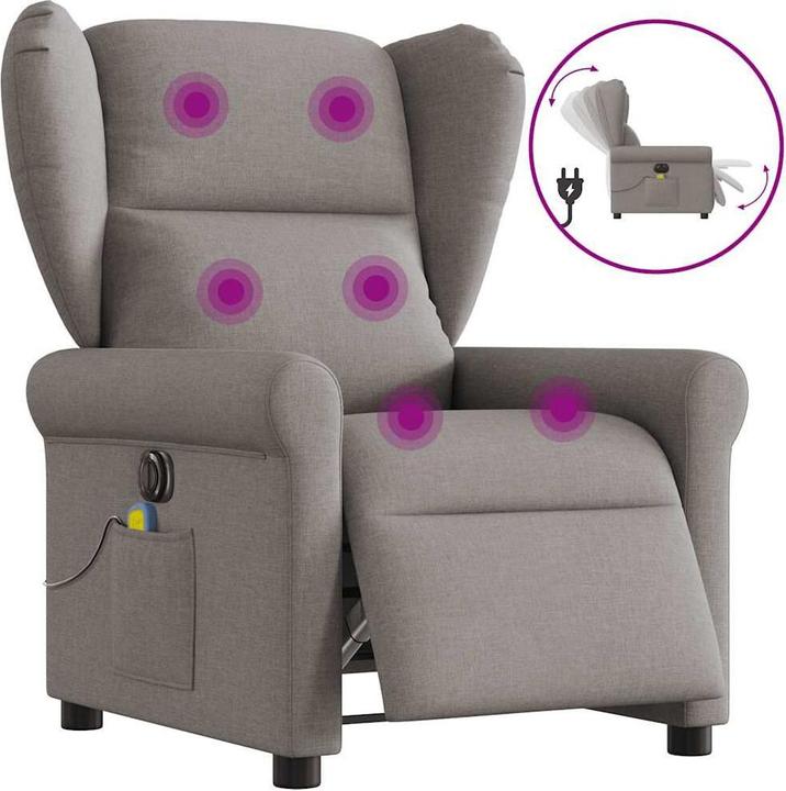 Actual product image vidaXL Massage chair electric taupe fabric
