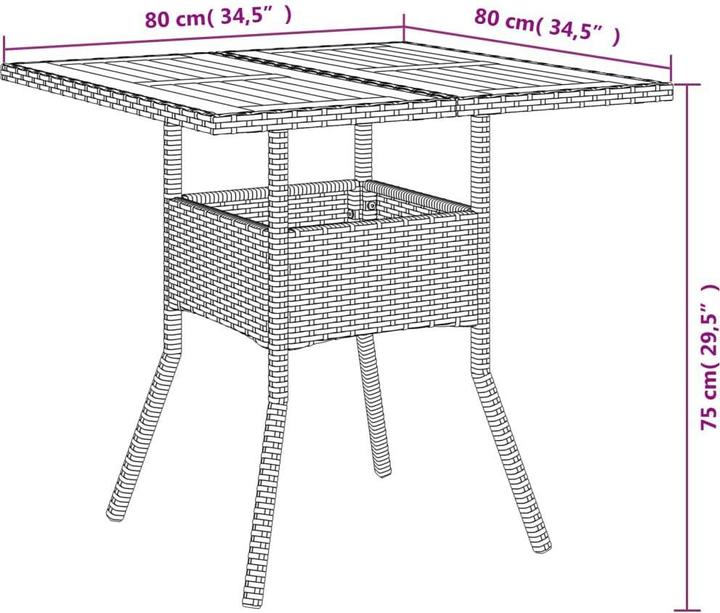 Produktbild vidaXL Gartentisch (80 x 80 x 75 cm)