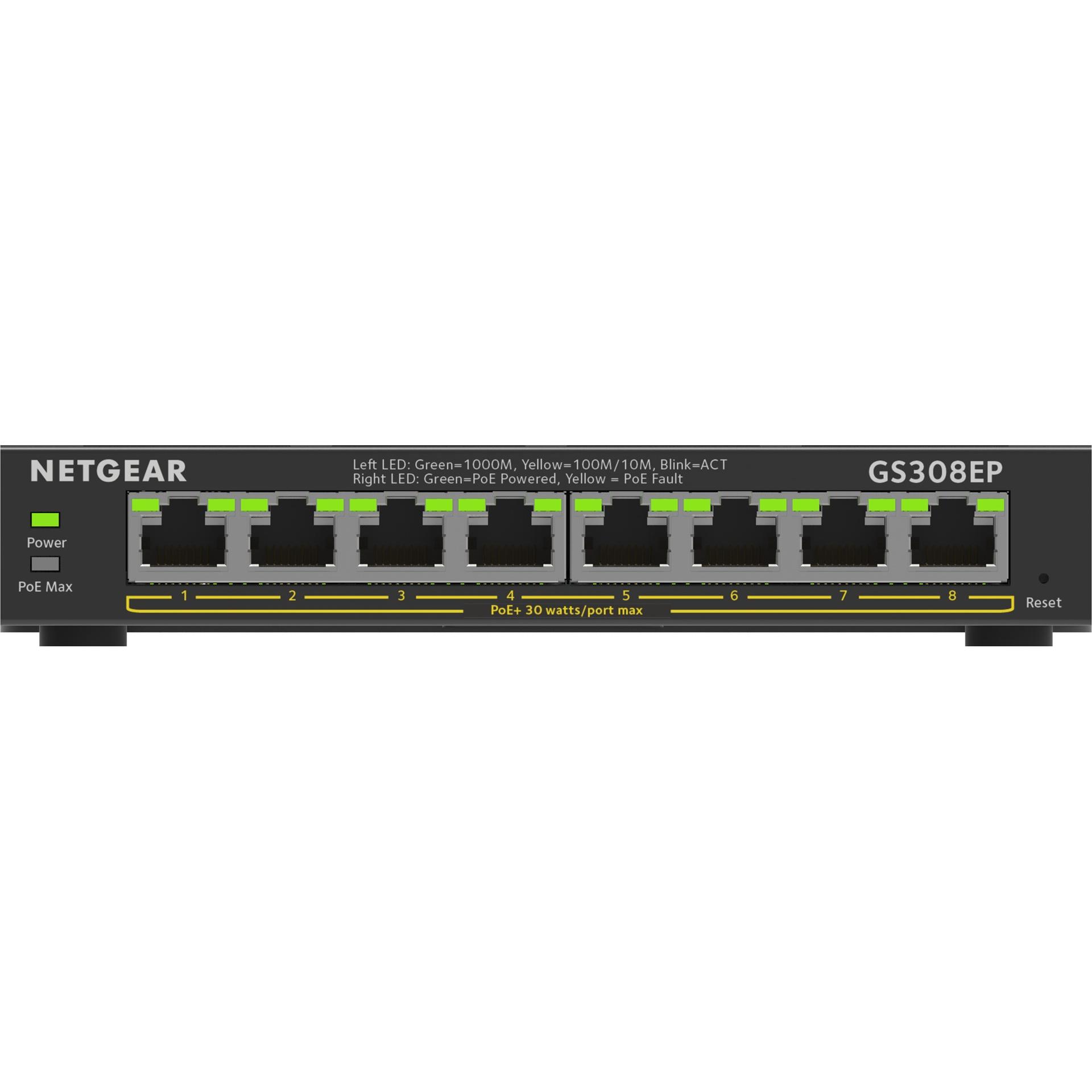 Netgear GS308EP-100PES (8 Ports), Netzwerk Switch, Schwarz