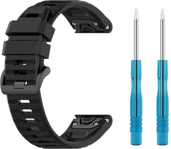 Produktbild Fixed Silikone rem til Garmin QuickFit 22 mm Sort (22 mm, Silikon)
