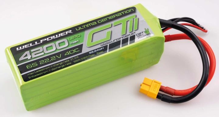 Wellpower LIPO AKKU ULTIMA GT II 4200 MAH / 22,2 Volt 6S 40/80C CH5/8 xt-60 (22.20 V, 4200 mAh)