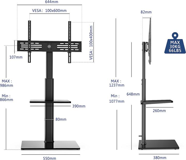 Immagine prodotto Fitueyes Supporto da pavimento per TV (60", 30 kg)