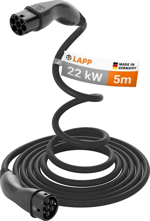 Lapp Mobility EV-TYP2 CHARGING CABLE HELIX, 22kW-3P-32A, 5m, black (Type 2, 22 kW, 33 A, 5 m)