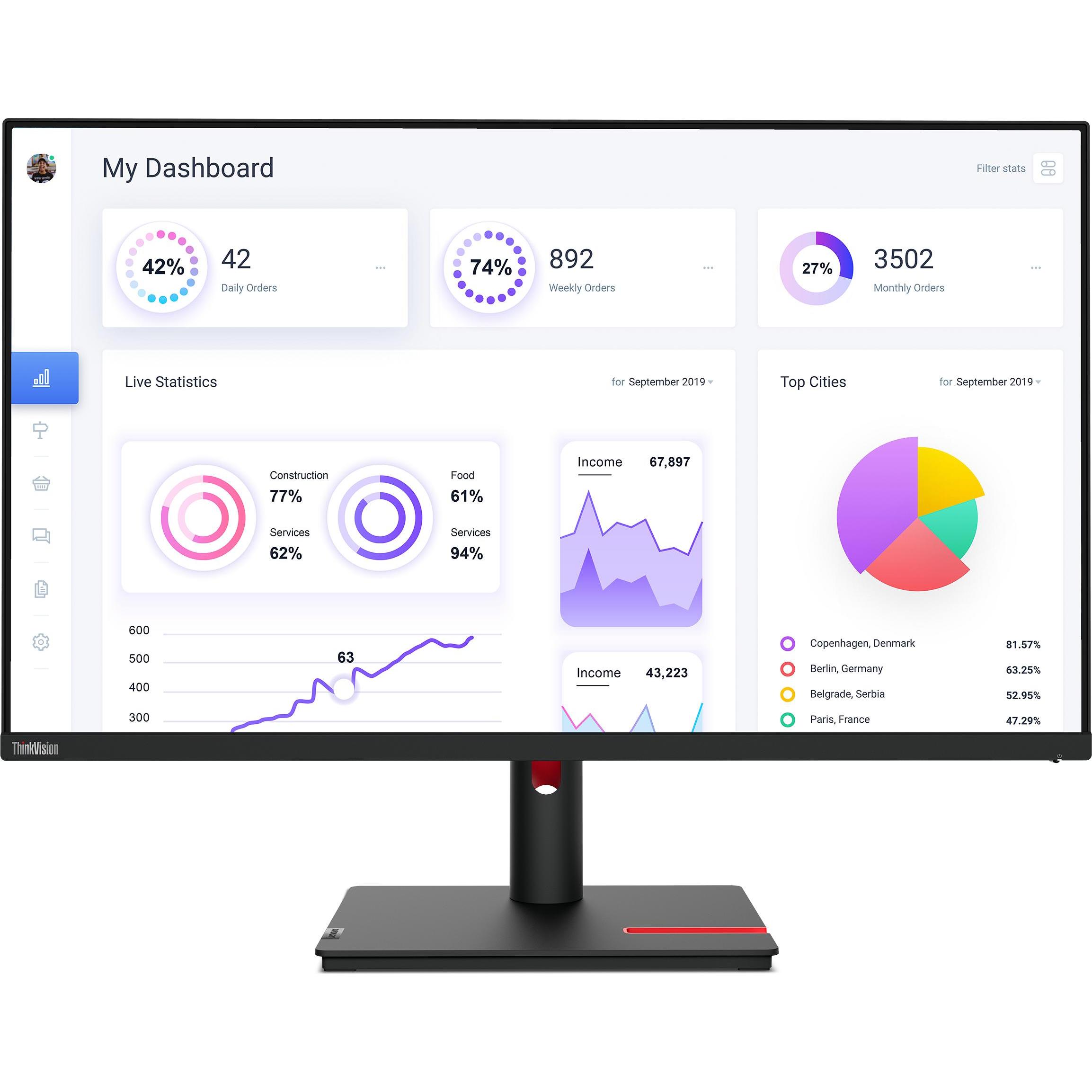 Lenovo ThinkVision T32p-30 (3840 x 2160 Pixel, 31.50"), Monitor, Schwarz