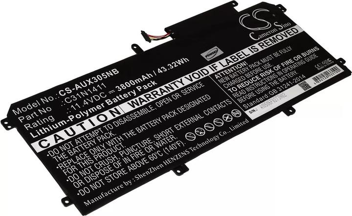 Image du produit AccuCell Batterie pour ordinateur portable Asus Zenbook UX305CA / UX305FA / Type C31N1411 - 11,4V - 3800 mAh (3800 mAh)